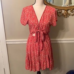 Red Floral Dress. Size Small.